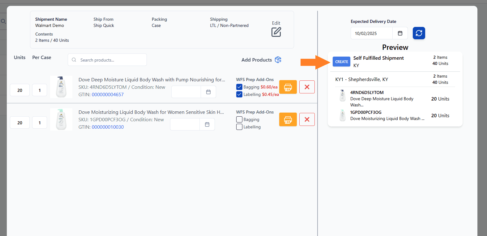 Walmart Draft Shipment